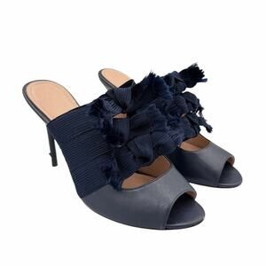 AD & Daughters Noele Navy Leather Monochrome Tie Cut Out Stiletto Heel Sandals